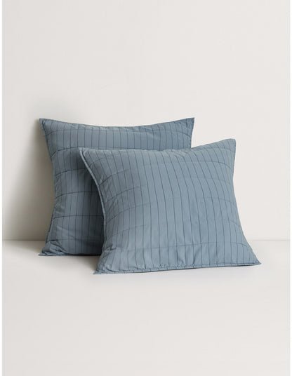 BAYLEY STRIPE WASHED PERCALE EUROPEAN SHAM IN STEEL BLUE