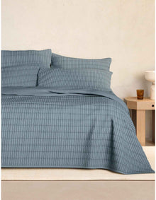 BAYLEY STRIPE WASHED PERCALE EUROPEAN SHAM IN STEEL BLUE