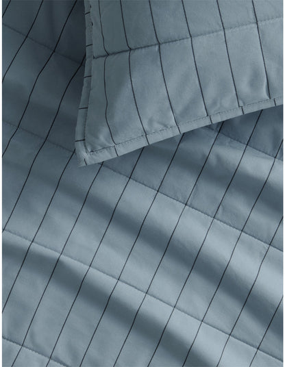 BAYLEY STRIPE WASHED PERCALE EUROPEAN SHAM IN STEEL BLUE