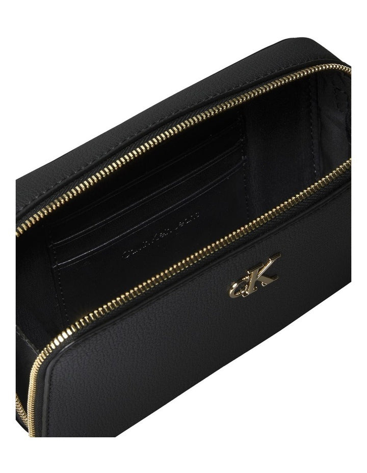 Minimal Monogram Crossbody Bag in Black