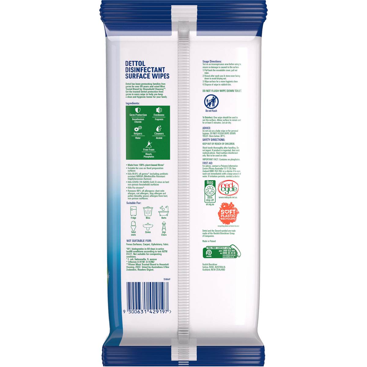 Dettol Multipurpose Disinfectant Cleaning Wipes Fresh 110 Pack