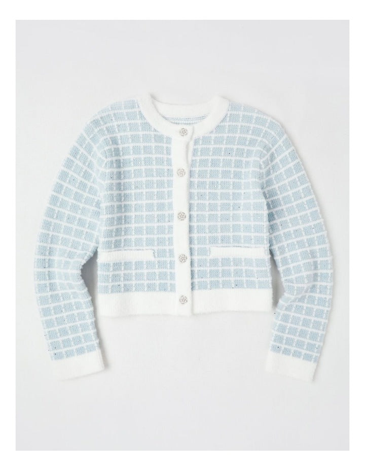 Immy Tweed Cardigan in Blue