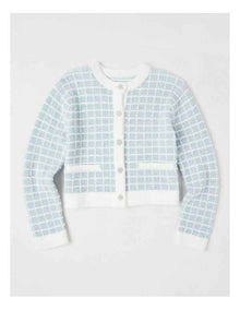Immy Tweed Cardigan in Blue