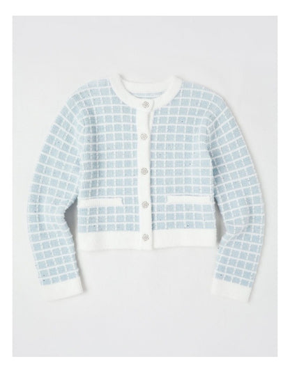 Immy Tweed Cardigan in Blue