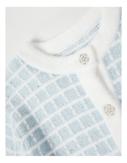 Immy Tweed Cardigan in Blue