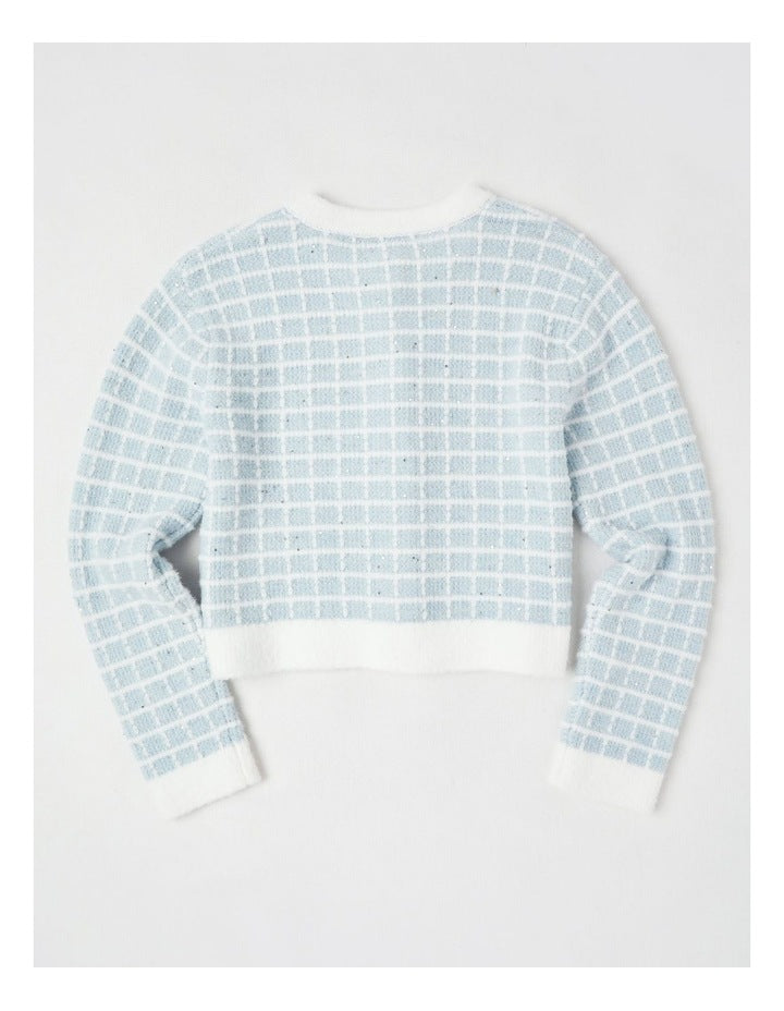 Immy Tweed Cardigan in Blue