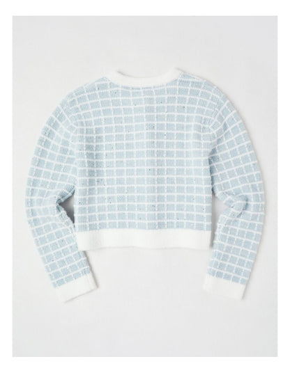 Immy Tweed Cardigan in Blue
