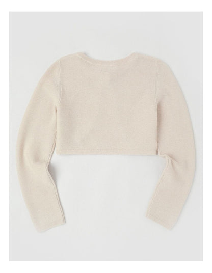 Sophia Eyelash Knit Bolero in Cream