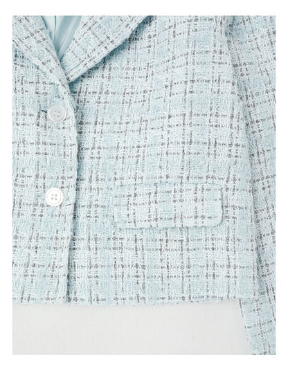Victoria Tweed Jacket with Gold Buttons in Blue