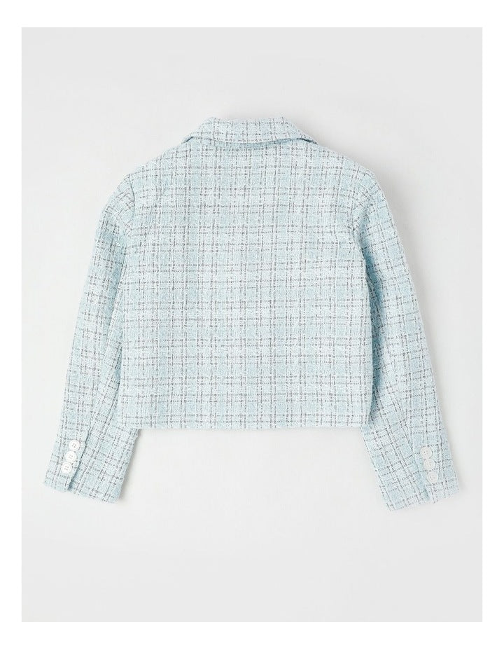 Victoria Tweed Jacket with Gold Buttons in Blue
