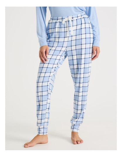 Cosy Supersoft Cuffed Pant in Soft Blue Check