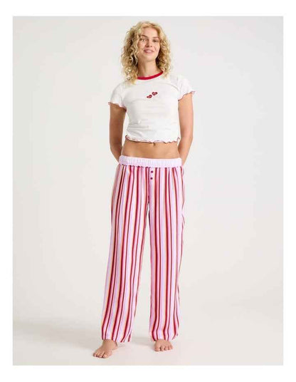 Lola Flannelette Boyfriend Pant in Sweet Stripe Print