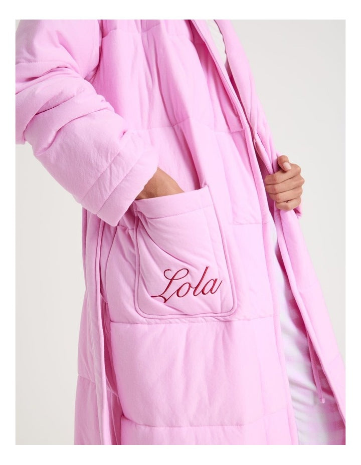 Lola Quilted Robe in Fairy Floss Pink