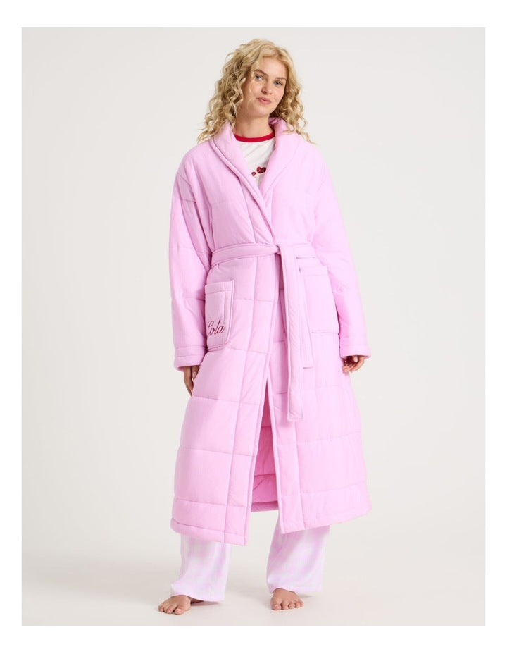 Lola Quilted Robe in Fairy Floss Pink