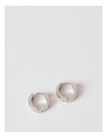 Bevelled Edge Huggies in Rhodium