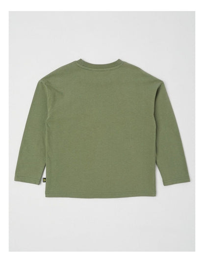 Long Sleeve Applique Tee in Digger Khaki