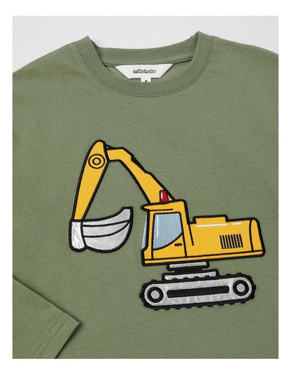 Long Sleeve Applique Tee in Digger Khaki