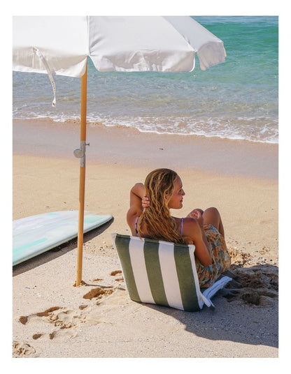 The Vacay Terry Travel Lounger in Olive Stripe