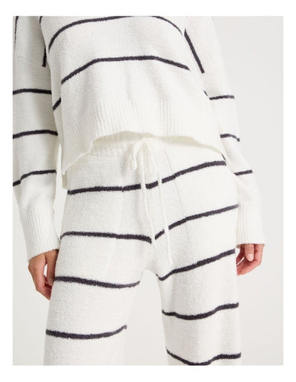 Cosy Boucle Straight Leg Pant in Ivory Y/D Stripe