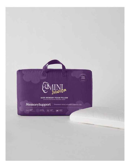 MiniJunior Kids MemorySupport Memory Foam Pillow with Quilted Wool Cotton Cover