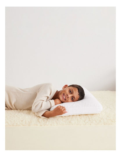 MiniJunior Kids MemorySupport Memory Foam Pillow with Quilted Wool Cotton Cover