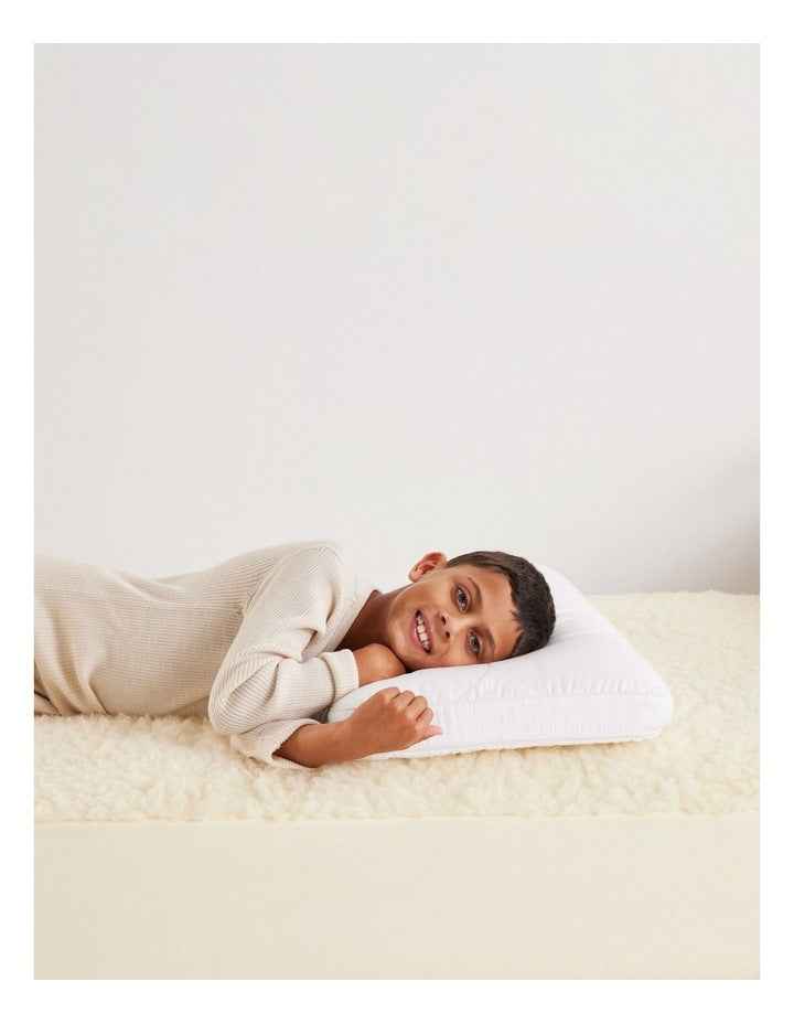 MiniJunior Kids MemorySupport Memory Foam Pillow with Quilted Wool Cotton Cover