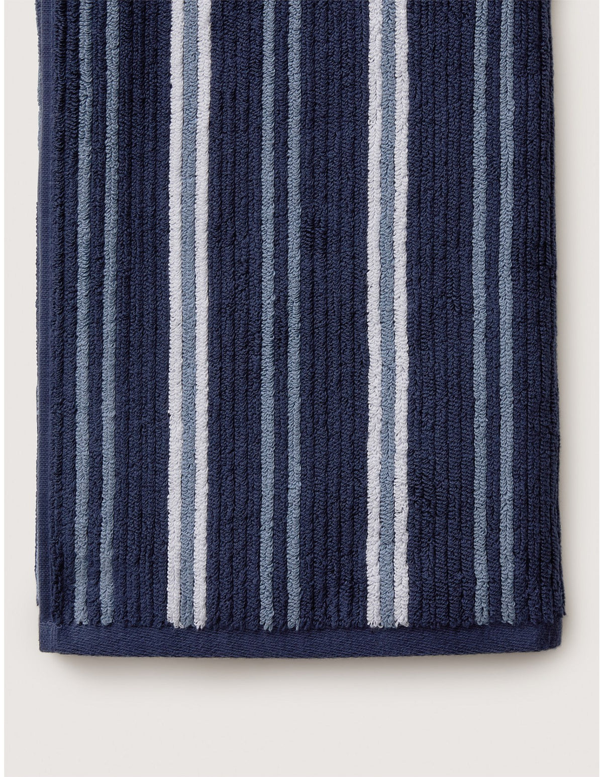 LIVING TEXTURES STRIPE BATH SHEET IN NAVY