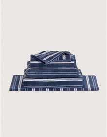 LIVING TEXTURES STRIPE FACE WASHER IN NAVY