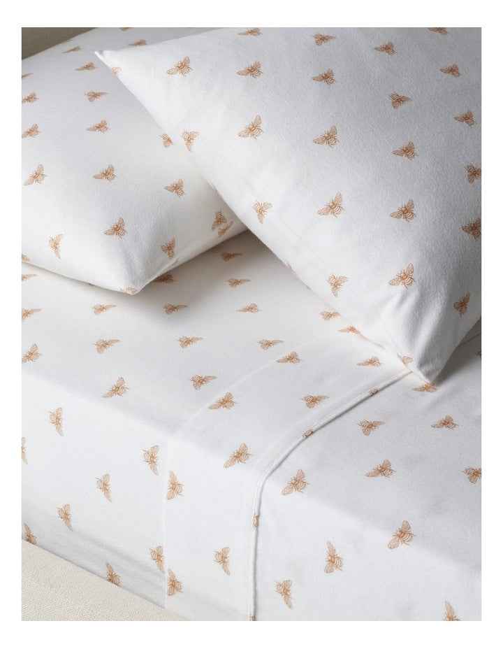 Printed Cotton Flannelette Sheet Set in Bee Print
