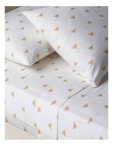 Printed Cotton Flannelette Sheet Set in Bee Print