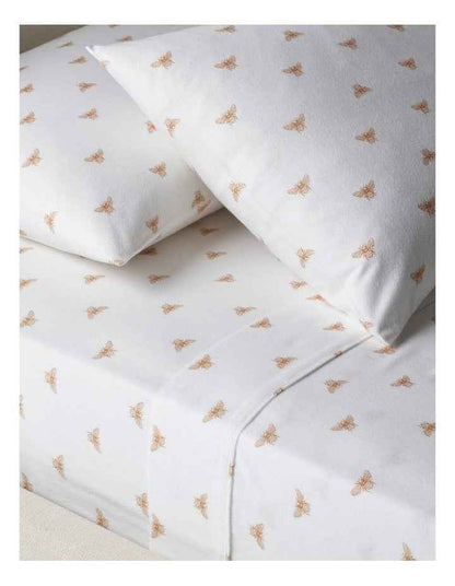 Printed Cotton Flannelette Sheet Set in Bee Print