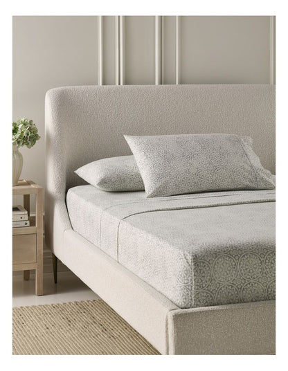 Printed Cotton Flannelette Sheet Set in Silver Medallion
