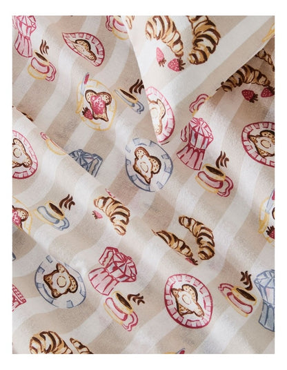 Breakfast in Bed Flannelette Sheet Set in Berry