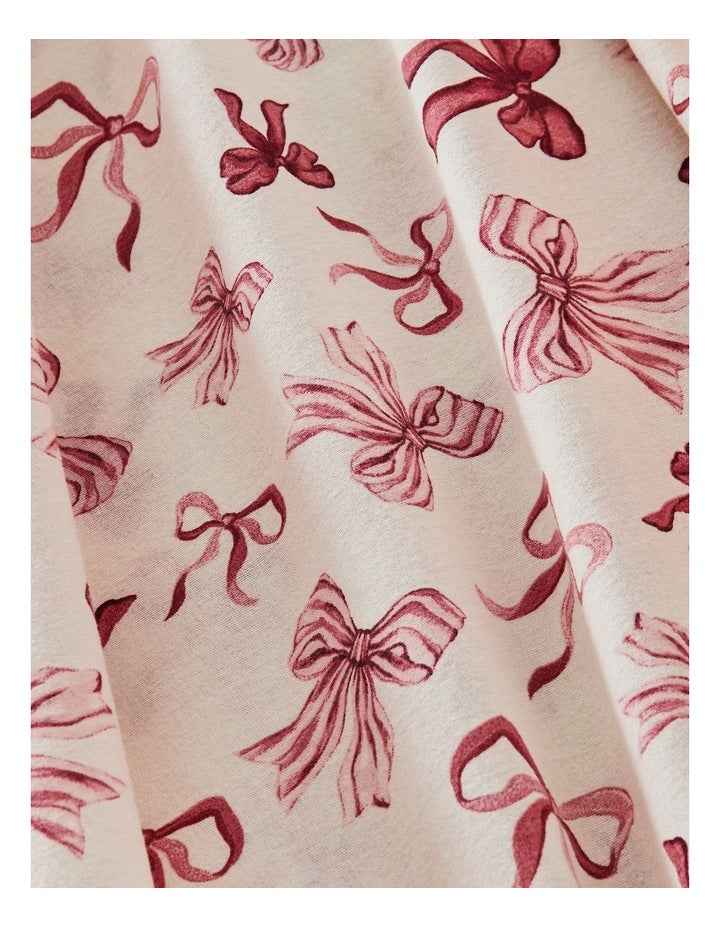 Cherry Bow Flannelette Sheet Set in Burgundy
