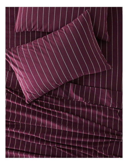 Stonewashed Cotton Sheet Set in Black Cherry Stripe