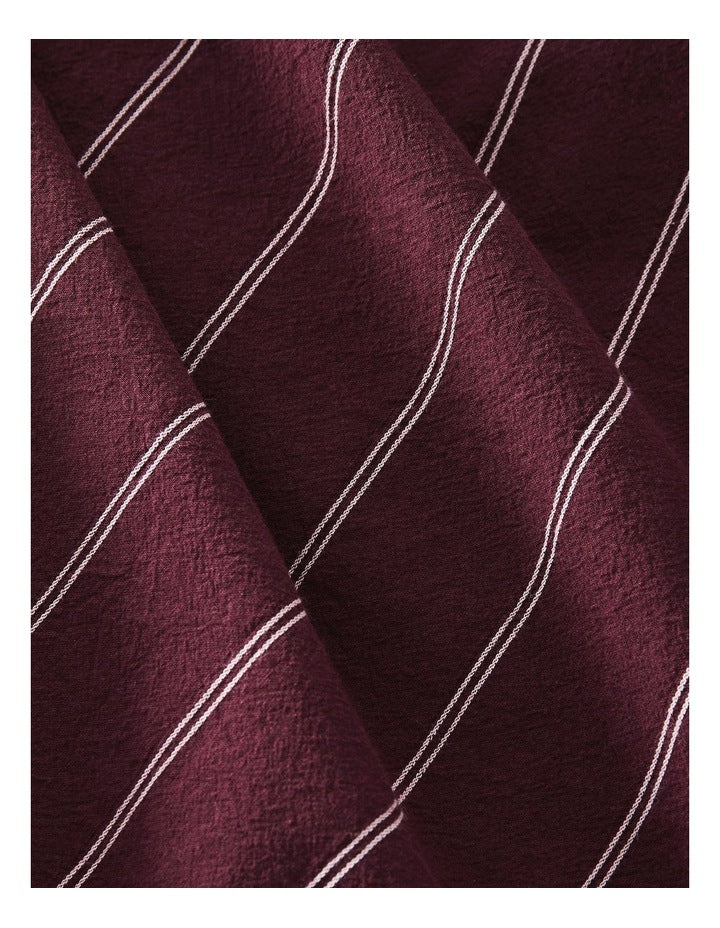 Stonewashed Cotton Sheet Set in Black Cherry Stripe