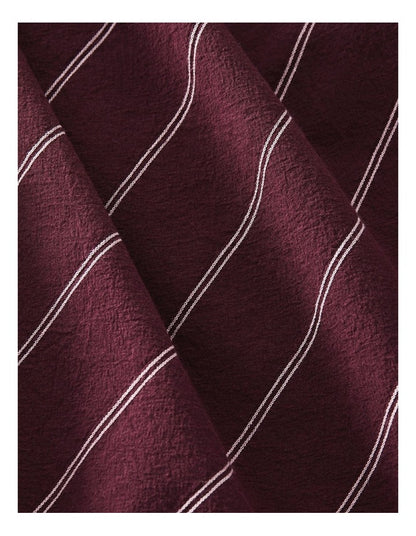 Stonewashed Cotton Sheet Set in Black Cherry Stripe