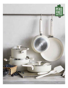 Rio PFAS-Free Ceramic Non-Stick Cookware Set Of 5 Pieces in Cream
