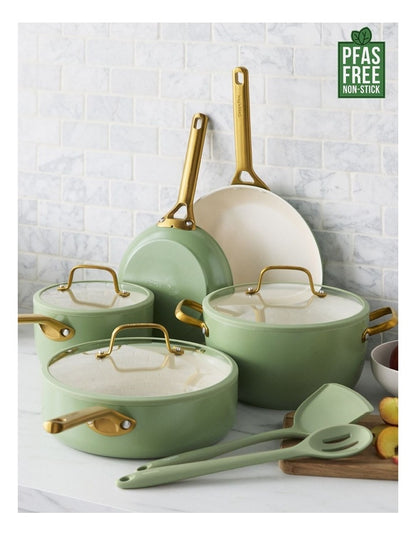 Padova Ceramic Non-stick Cookware Set 5 Piece in Sage