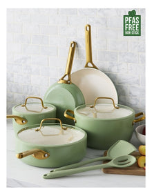 Padova Ceramic Non-stick Cookware Set 5 Piece in Sage