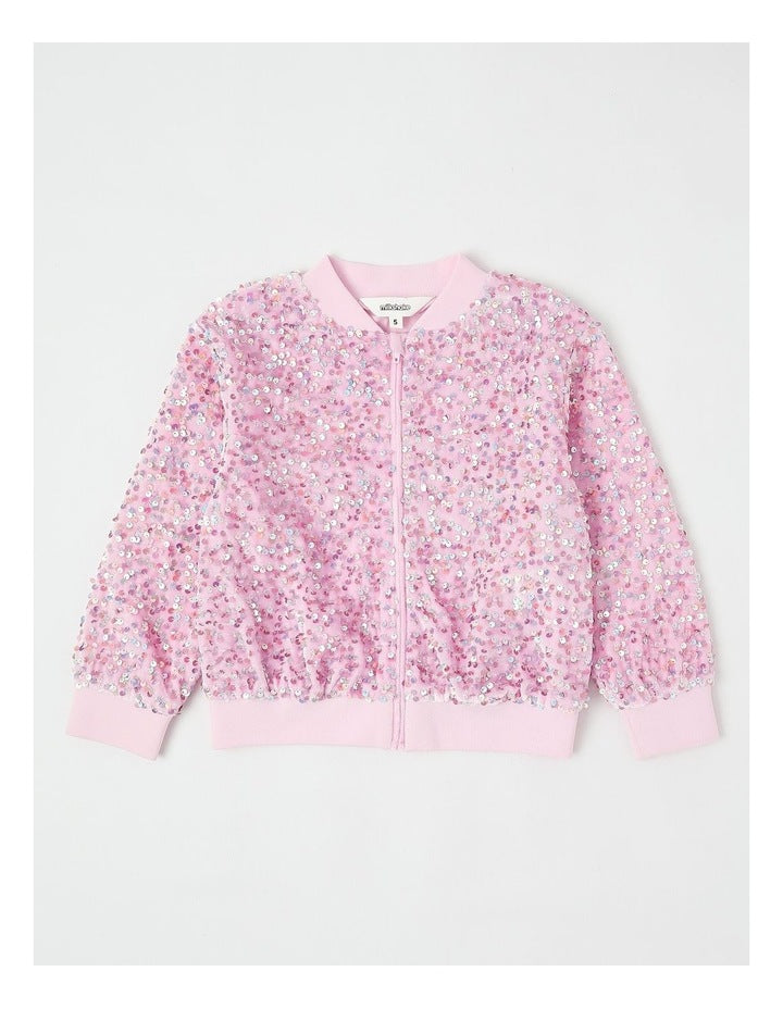 Sequin Bomber in Pink