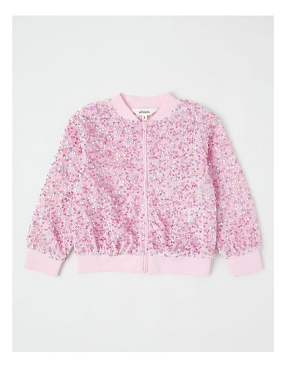 Sequin Bomber in Pink