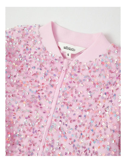 Sequin Bomber in Pink