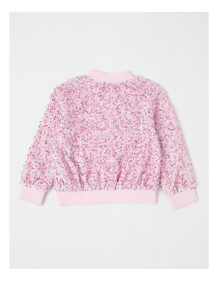 Sequin Bomber in Pink