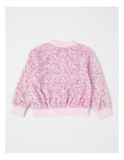 Sequin Bomber in Pink