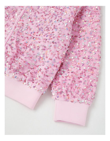 Sequin Bomber in Pink