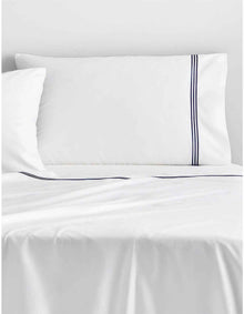 1200TC PALAIS KING FLAT SHEET IN SNOW/MIDNIGHT