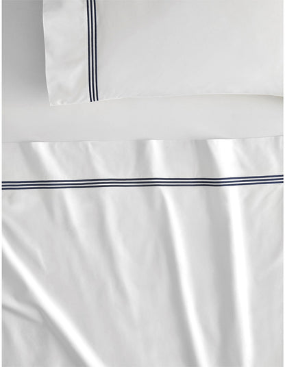 1200TC PALAIS KING FLAT SHEET IN SNOW/MIDNIGHT