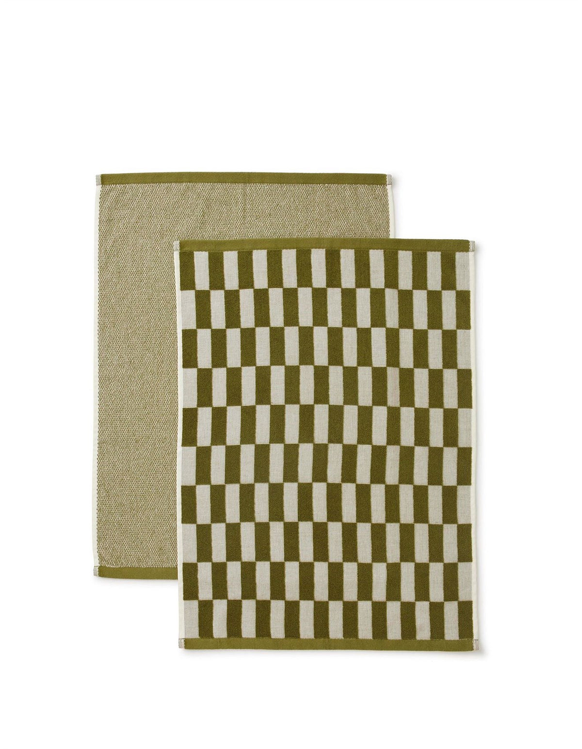 Remy Australian Cotton Tea Towels Set of 2 Olive Check