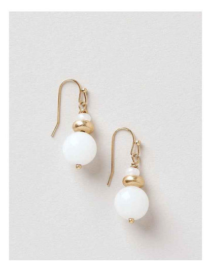 Ball Drop Earring in White